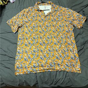 1764 Golf Orange and Blue Floral Polo Shirt